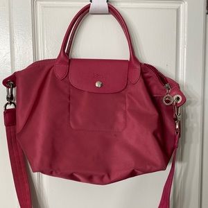 Longchamp pink Le Pliage Nylon Satchel small